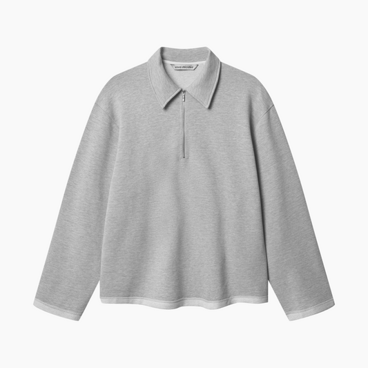 LIGHT ZIP TOP - GREY / WHITE STRIPE - Aura