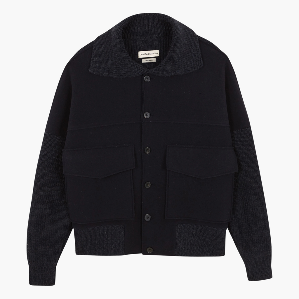 BLUE KNIT/FELT JACKET Camisas Manolo