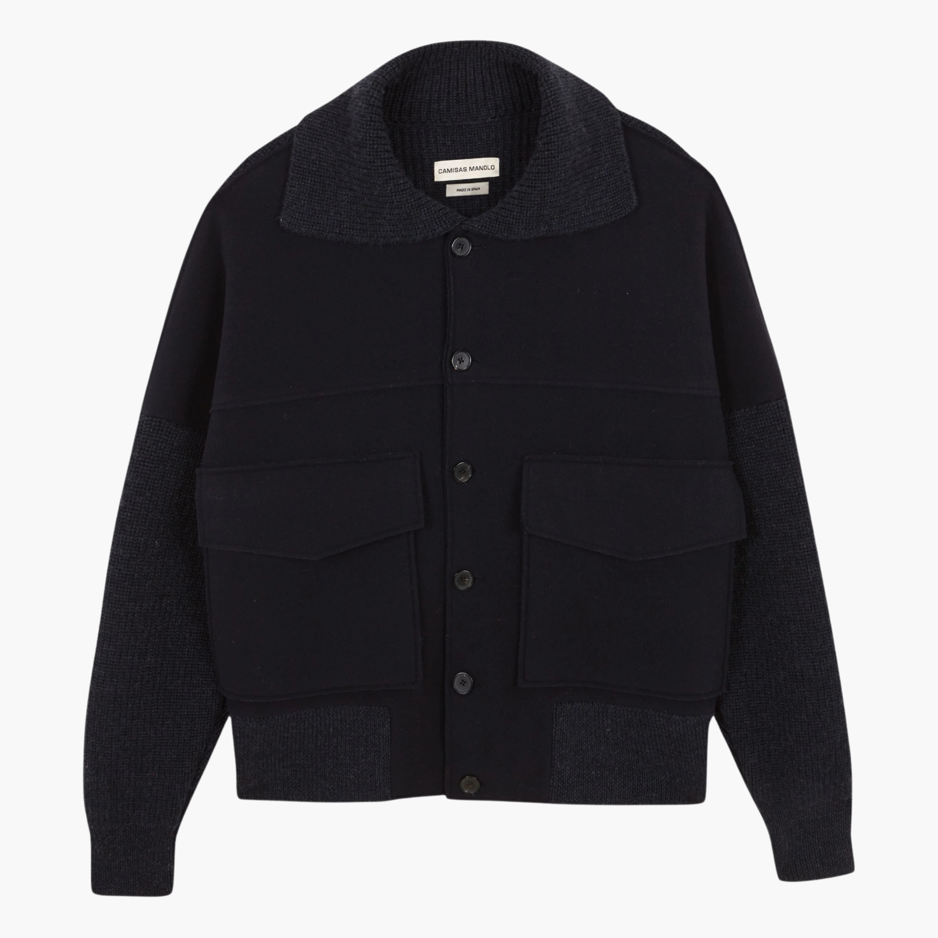 BLUE KNIT/FELT JACKET Camisas Manolo