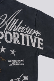 RADIO 24:7 CREWNECK - Faded Grey GOODIES SPORTIVE - détail print manche