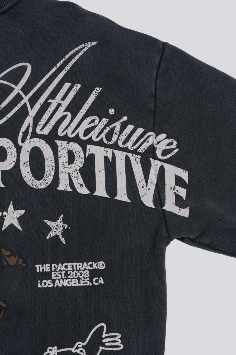 RADIO 24:7 CREWNECK - Faded Grey GOODIES SPORTIVE - détail print manche