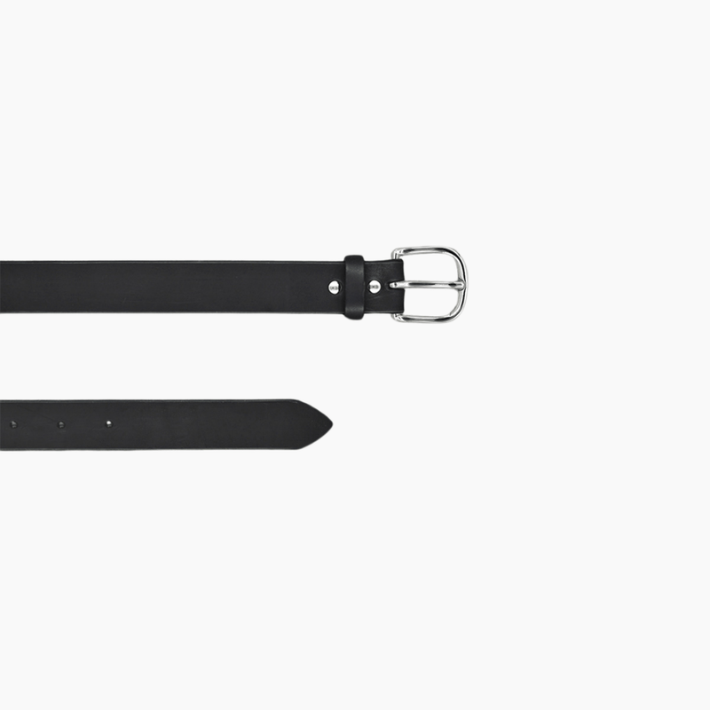 Casual Belt Black Vegetable Calf With Silver Buckle - Aura