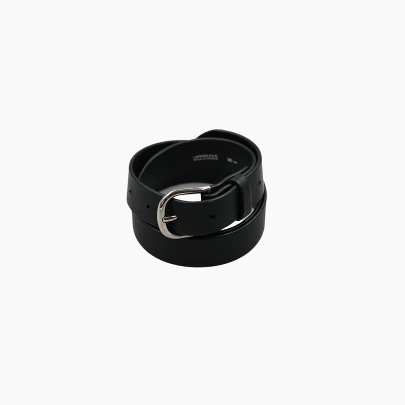 Casual Belt Black Vegetable Calf With Silver Buckle - Aura