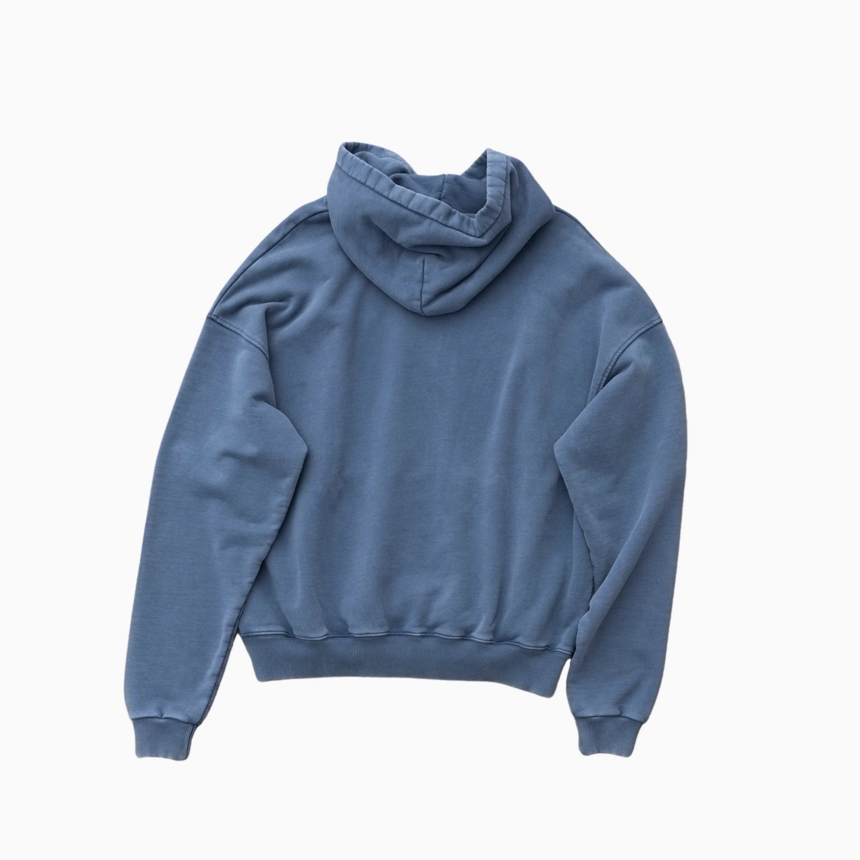 550G Washed premium blue hoodie - Aura