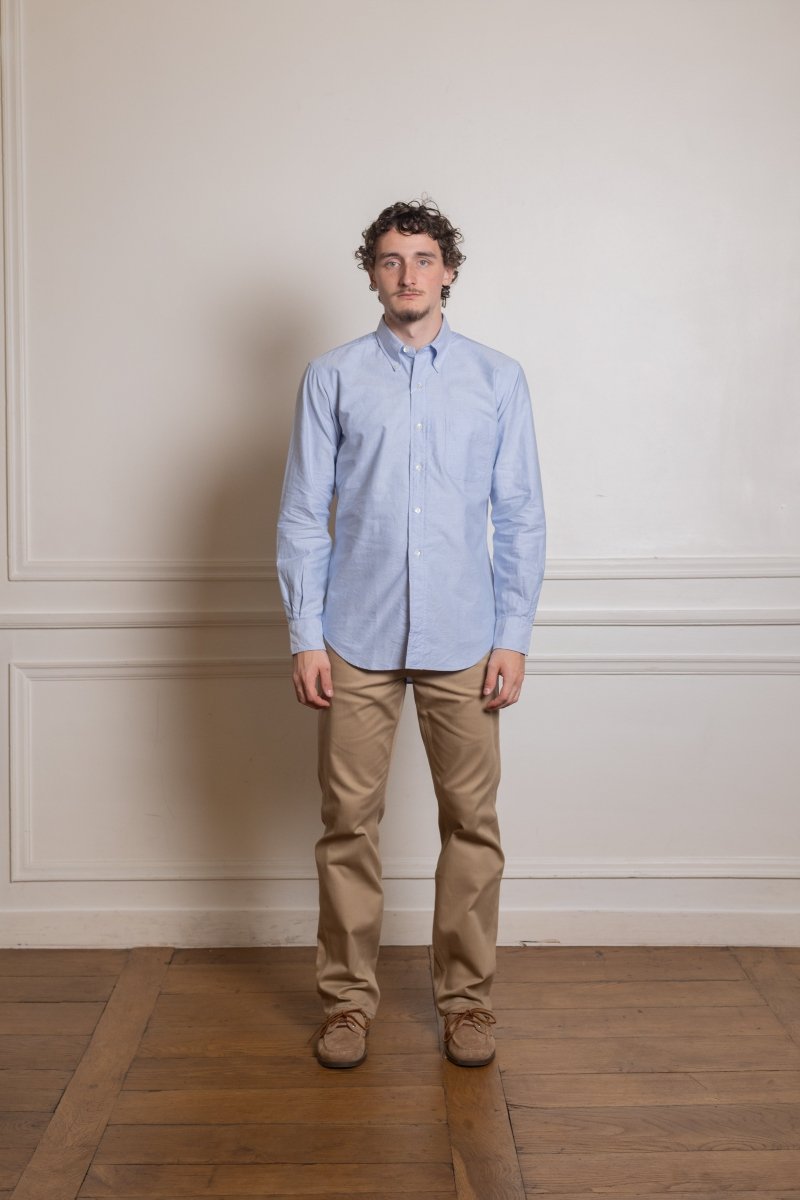 Vintage Ivy Blue Oxford - Kamakura Shirt - vue de face portée — photo 1