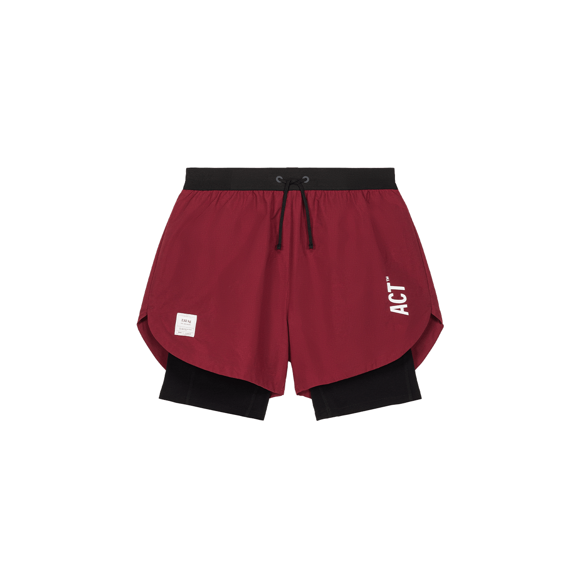 BIORIP SHORT 2EN1 - Bordeaux ACT RUNNING - vue de face