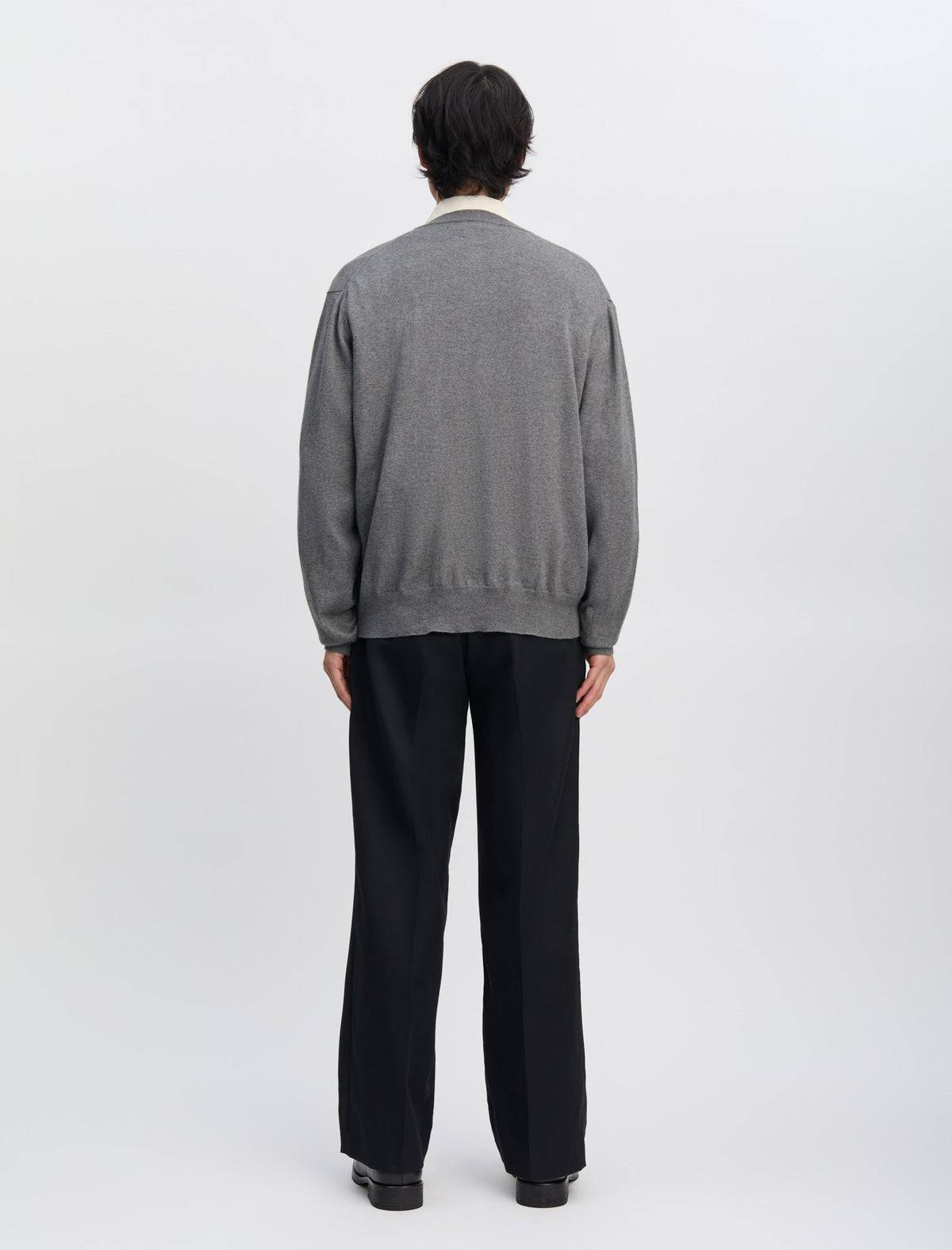 Cardigan Another Aspect 2.0 gris chiné, boutons nacre — photo 4