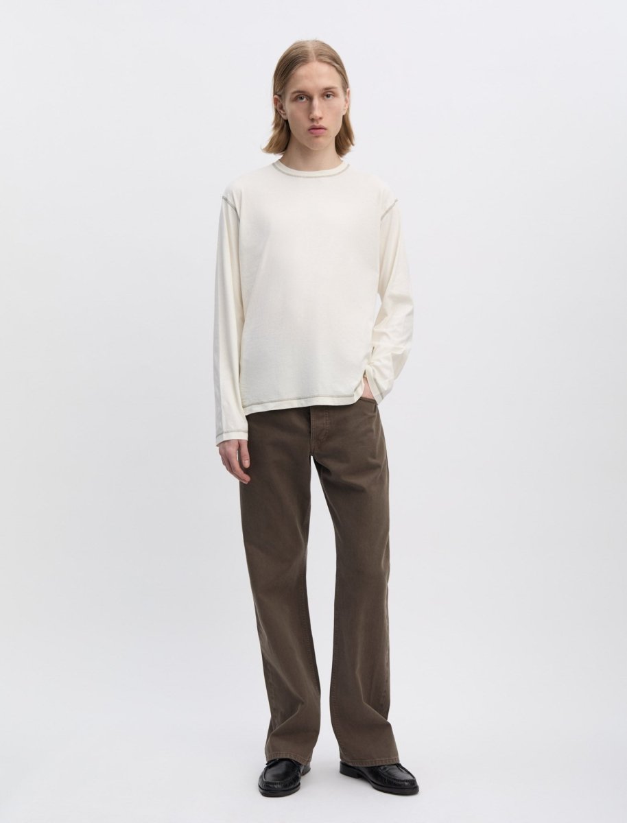 ANOTHER T-Shirt 3.0 White/Brown - t-shirt manches longues coton bio Another Aspect
