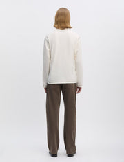 T-shirt Another Aspect 3.0 blanc/marron, détail surpiqûre flatlock