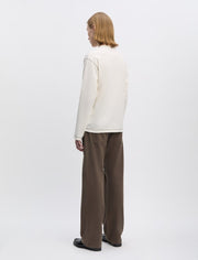 T-shirt Another Aspect 3.0 blanc/marron, col côtelé
