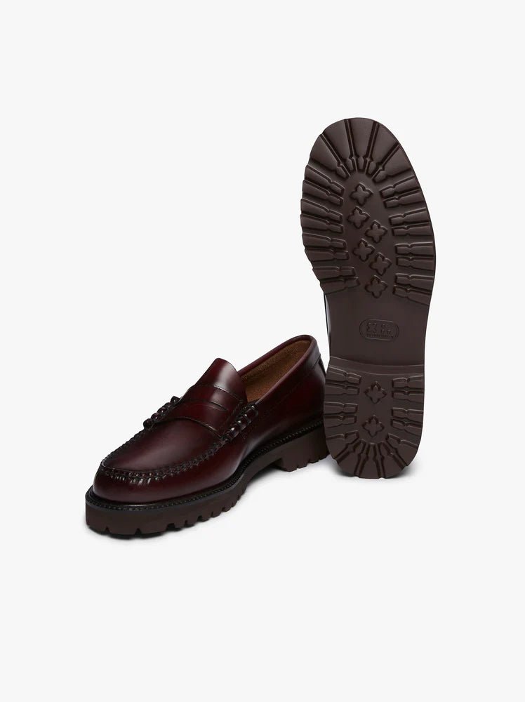 WEEJUN 90 LARSON PENNY - Wine Leather G.H.BASS - détail cuir poli