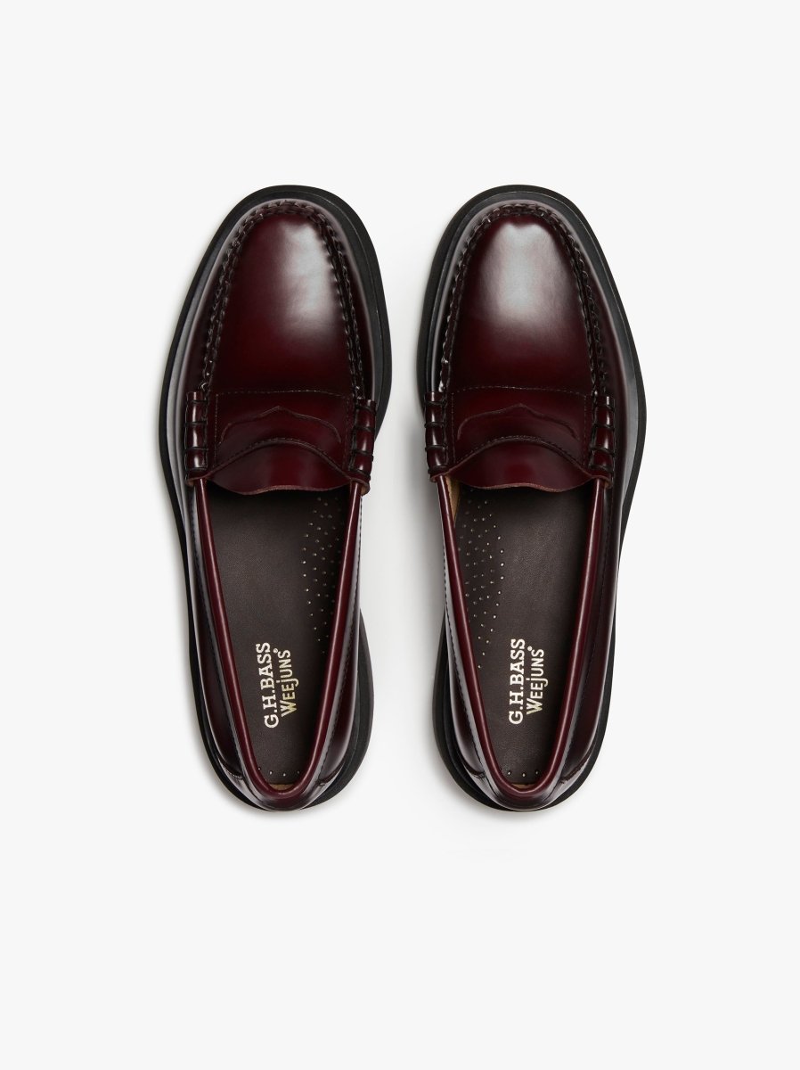 WEEJUN STEP LARSON MOC PENNY - Wine G.H.BASS - vue de dessus, bride penny