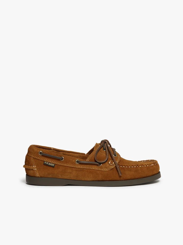 JETTY I BOATER 2 EYE - Mid Brown Suede G.H.BASS - vue de face — photo 1