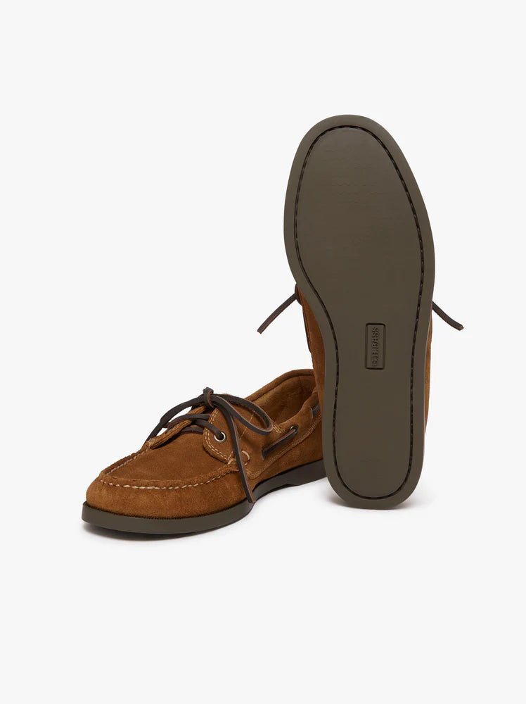 JETTY I BOATER 2 EYE - Mid Brown Suede G.H.BASS - détail daim — photo 5