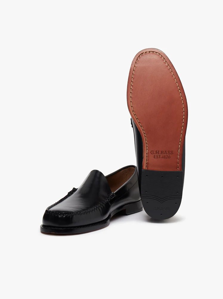 WEEJUN VENETIAN - Black Leather G.H.BASS - détail cuir poli — photo 5