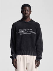 Stamp Knit Bram's Fruit charcoal black porté, coupe loose