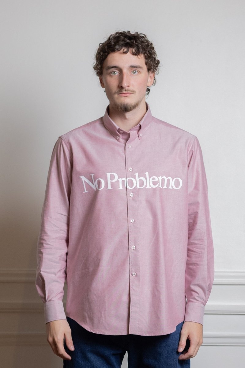 Chemise oxford No Problemo rouge, vue rapprochée du tissu oxford coton