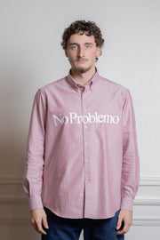 Chemise oxford No Problemo rouge, vue rapprochée du tissu oxford coton