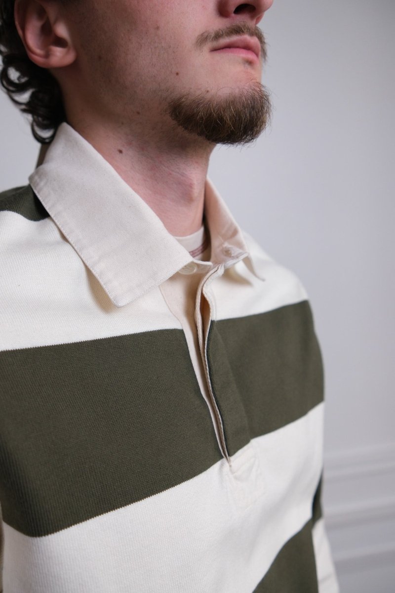 Another Rugby Polo 1.0 – Green Ecru Stripe Another Aspect