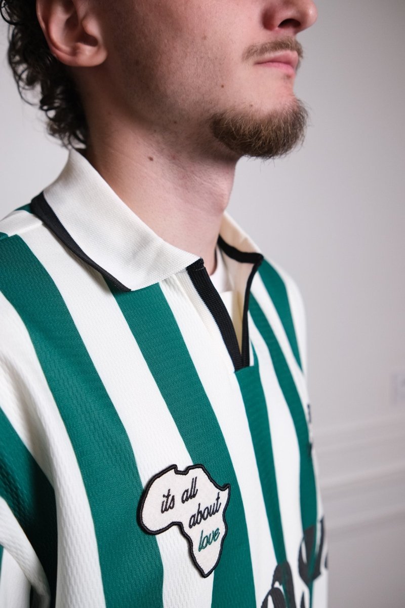 ABOUT LOVE FOOTBALL TEE - Green and Ecru GOODIES SPORTIVE - vue de face — photo 3