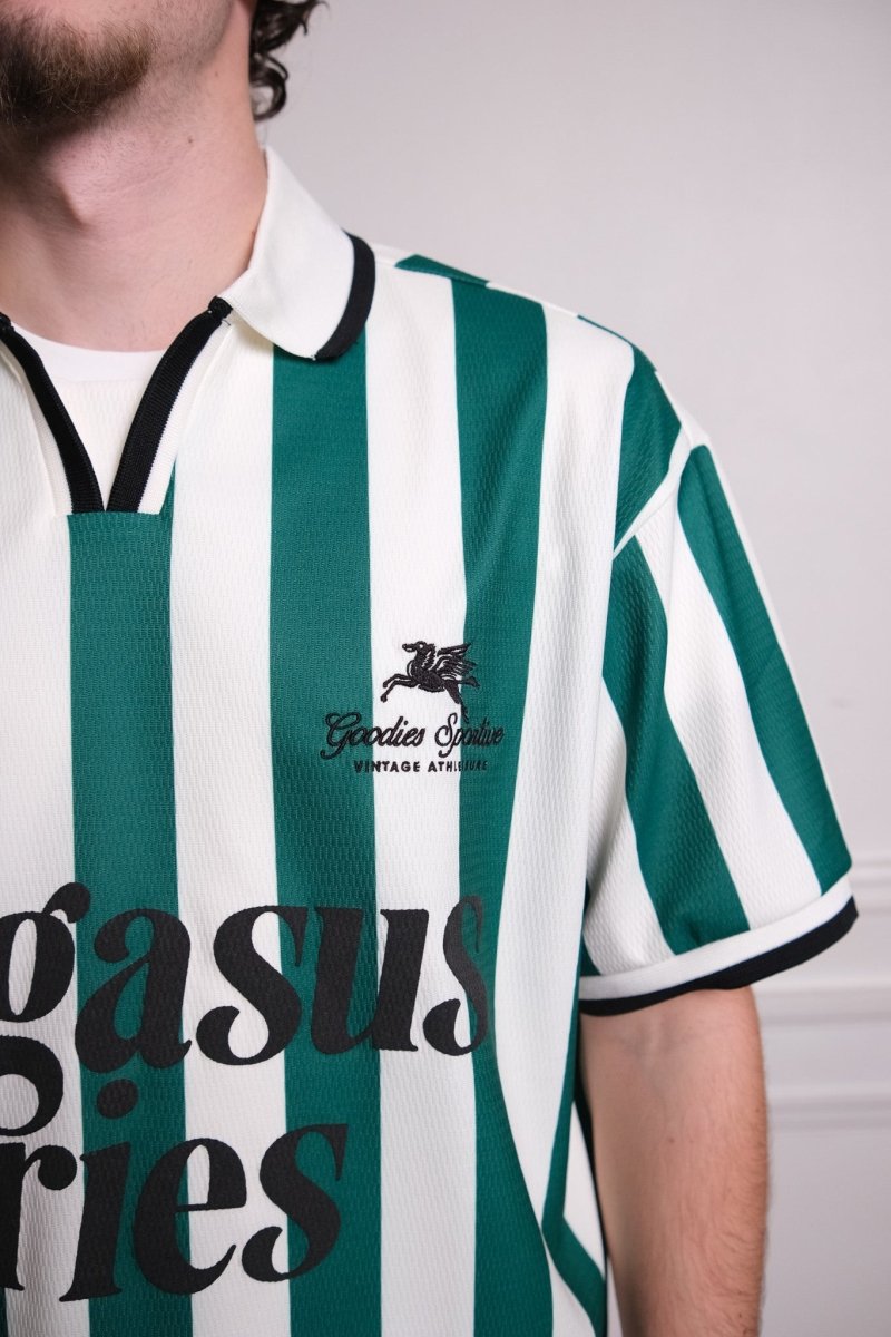 ABOUT LOVE FOOTBALL TEE - Green and Ecru GOODIES SPORTIVE - détail imprimé Pegasus Series — photo 5