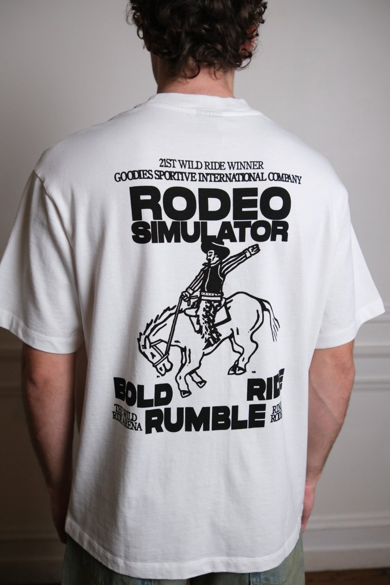 Goodies Sportive Rodeo Simulator White Tee vue de face produit