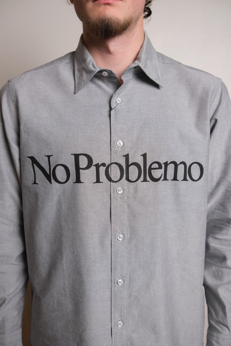 No Problemo LS Stripe Oxford Shirt Charcoal Aries no problemo — photo 3