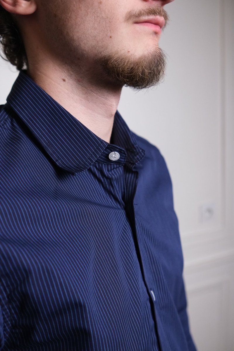 POP STRIPED LOGO SHIRT NAVY Pop trading company — photo 4