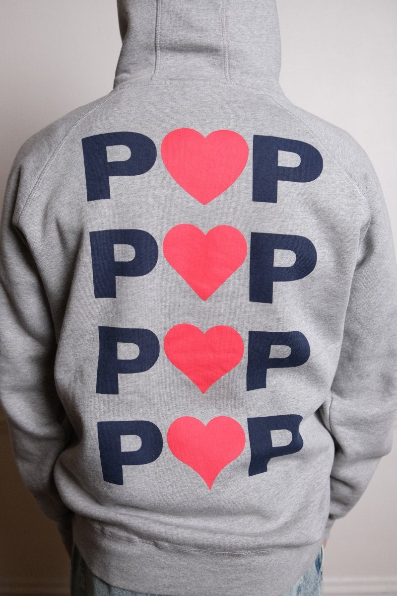 hearts hooded sweat heater grey Pop trading company