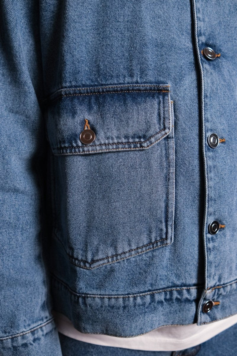 drs denim jacket stone washed Pop trading company