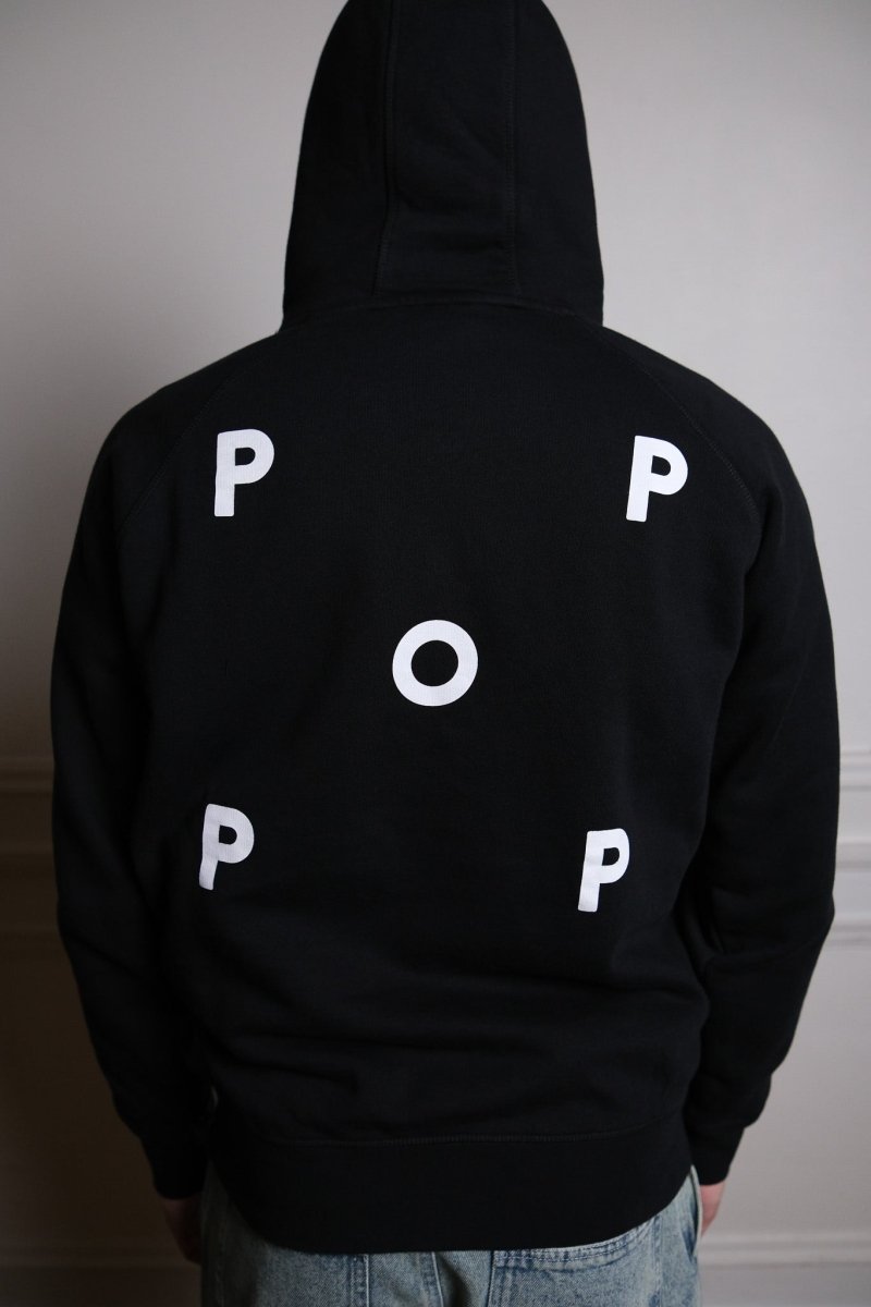 logo hooded sweat - black/white Pop trading company