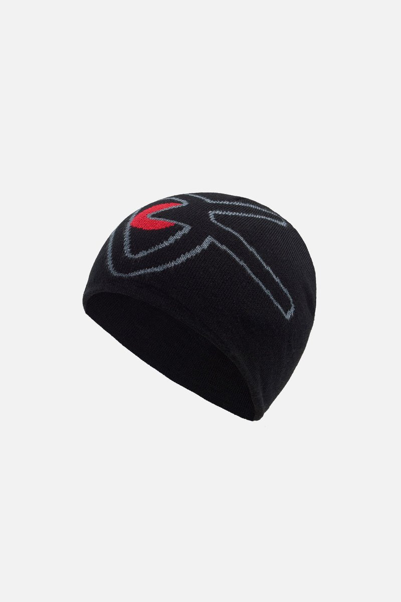 MERINO WOOL BEANIE - Black/Red DISTRICT VISION - vue de profil