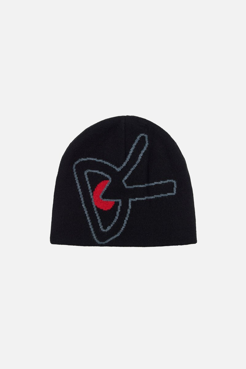 MERINO WOOL BEANIE - Black/Red DISTRICT VISION - vue de face