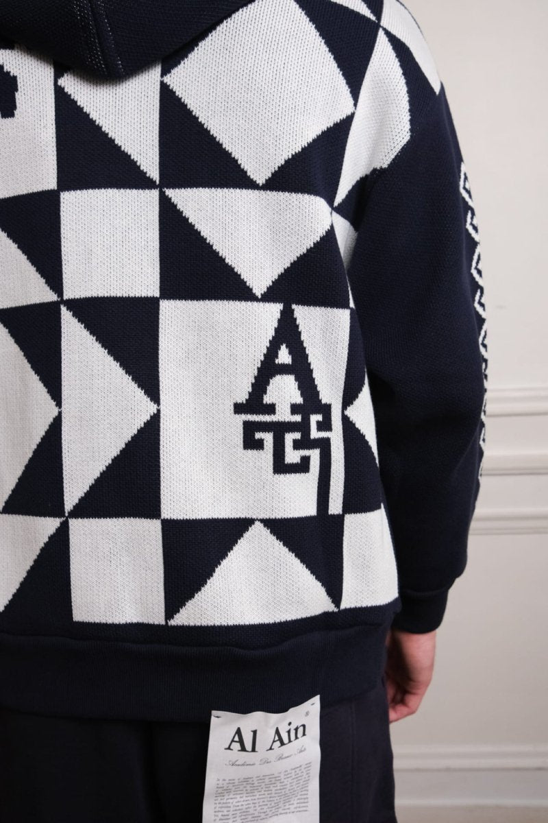 Détail capuche pompons artisanaux sweat zippé Al Ain AHZZ2 — photo 5