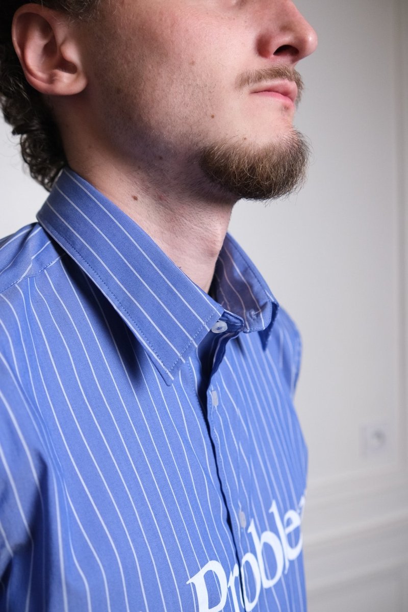  Détail du col et des boutons de la chemise No Problemo Poplin Shirt navy — photo 4
