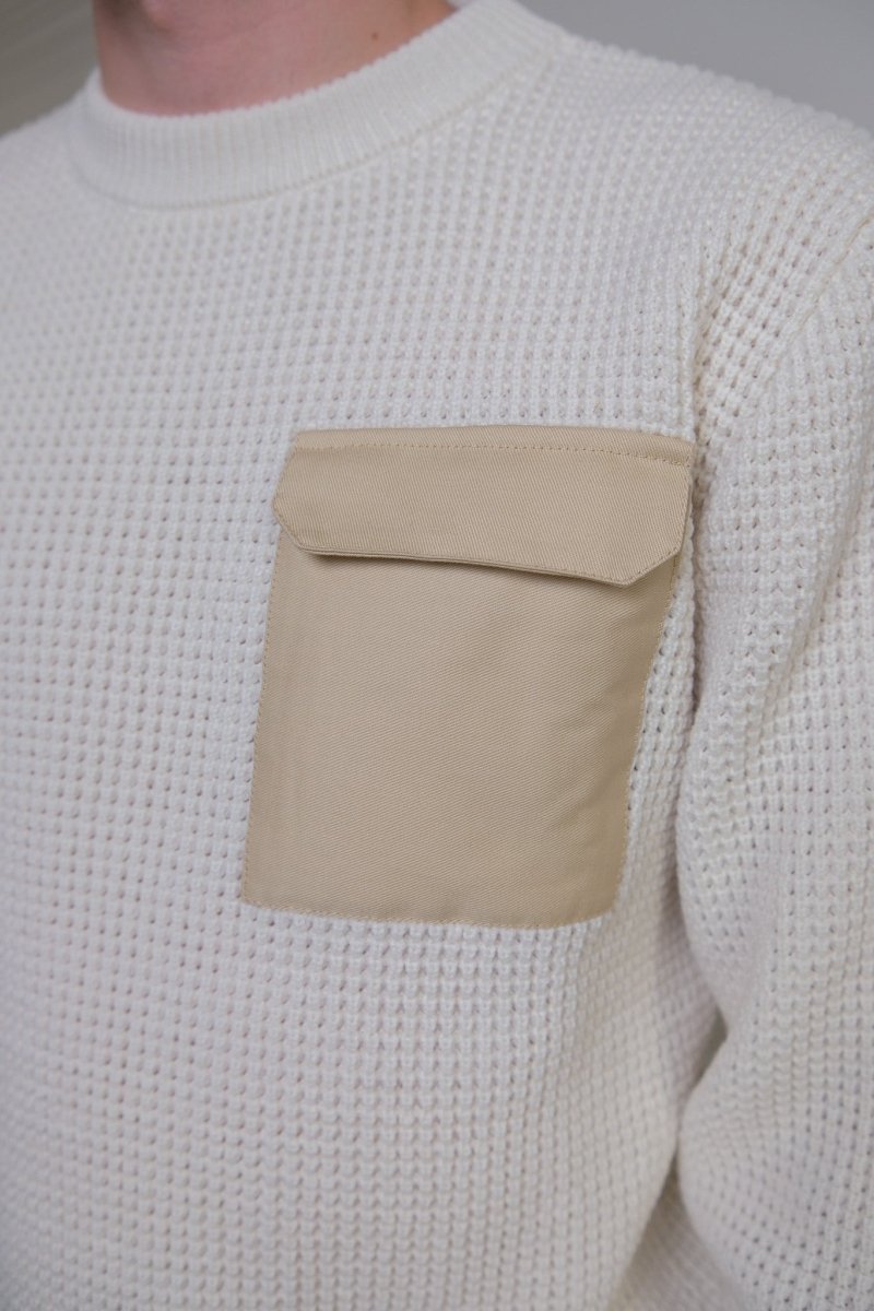 Détail poche plaquée rabat tissu pull Le Mont Saint Michel Stency