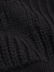 HOODED FISHERMAN KNIT - Black BRAM'S FRUIT - détail maille et zip