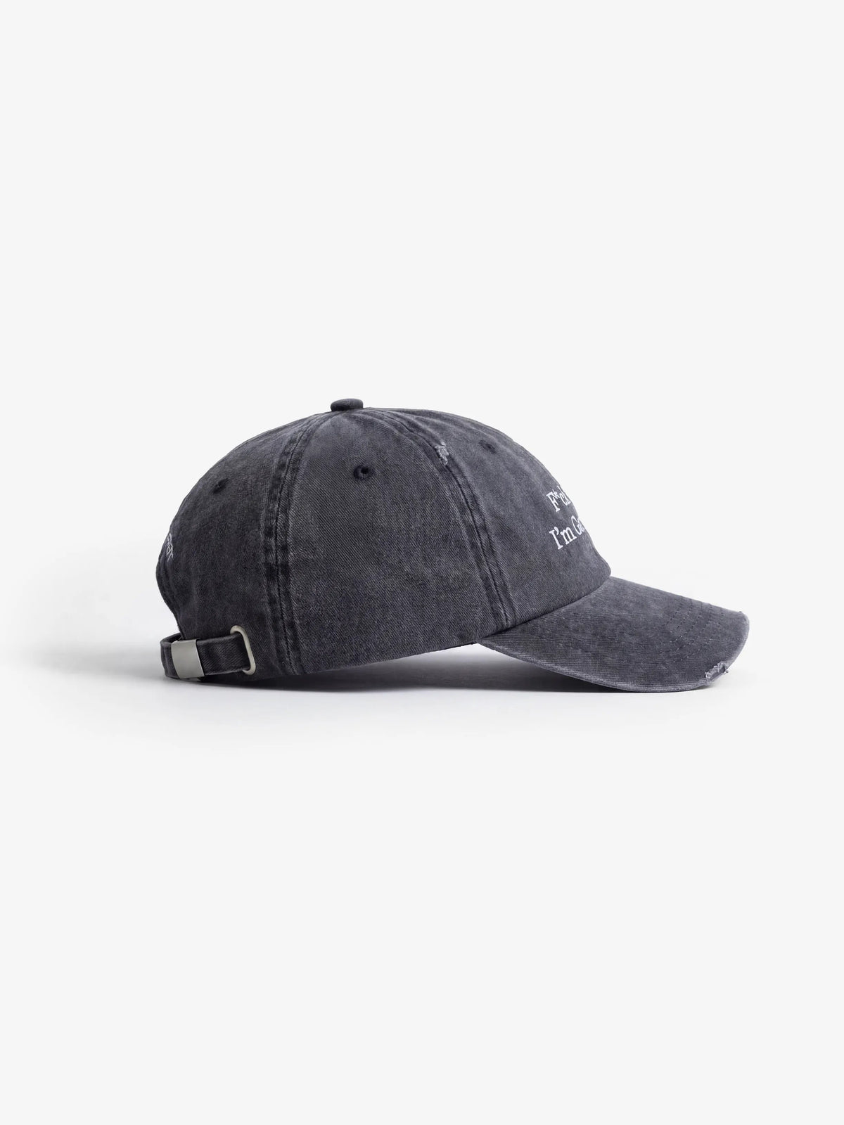 Casquette F*ck Off I'm Gardening Distressed Bram's Fruit washed charcoal, vue de profil avec visière distressed — photo 2
