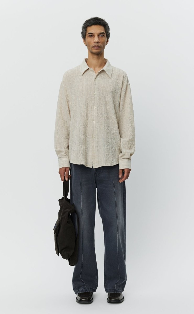 EXACT SHIRT - Dusty Seersucker Check MFPEN - vue de face portée — photo 1