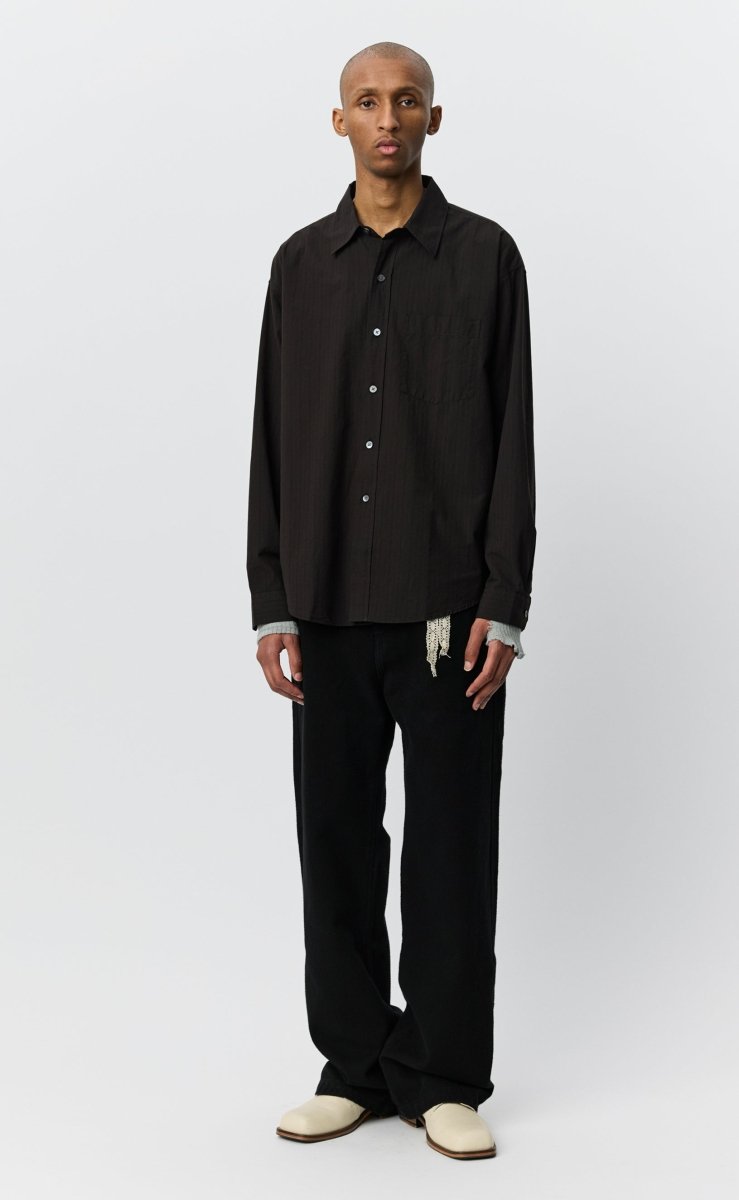 EXECUTIVE SHIRT - Dark Brown Stripe MFPEN - vue en pied de face