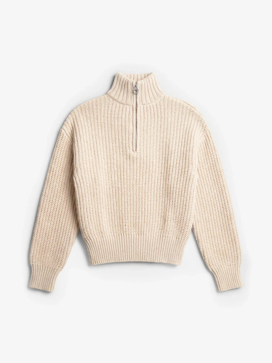 FISHERMAN QUARTER ZIP KNIT - Beige BRAM'S FRUIT - vue de face