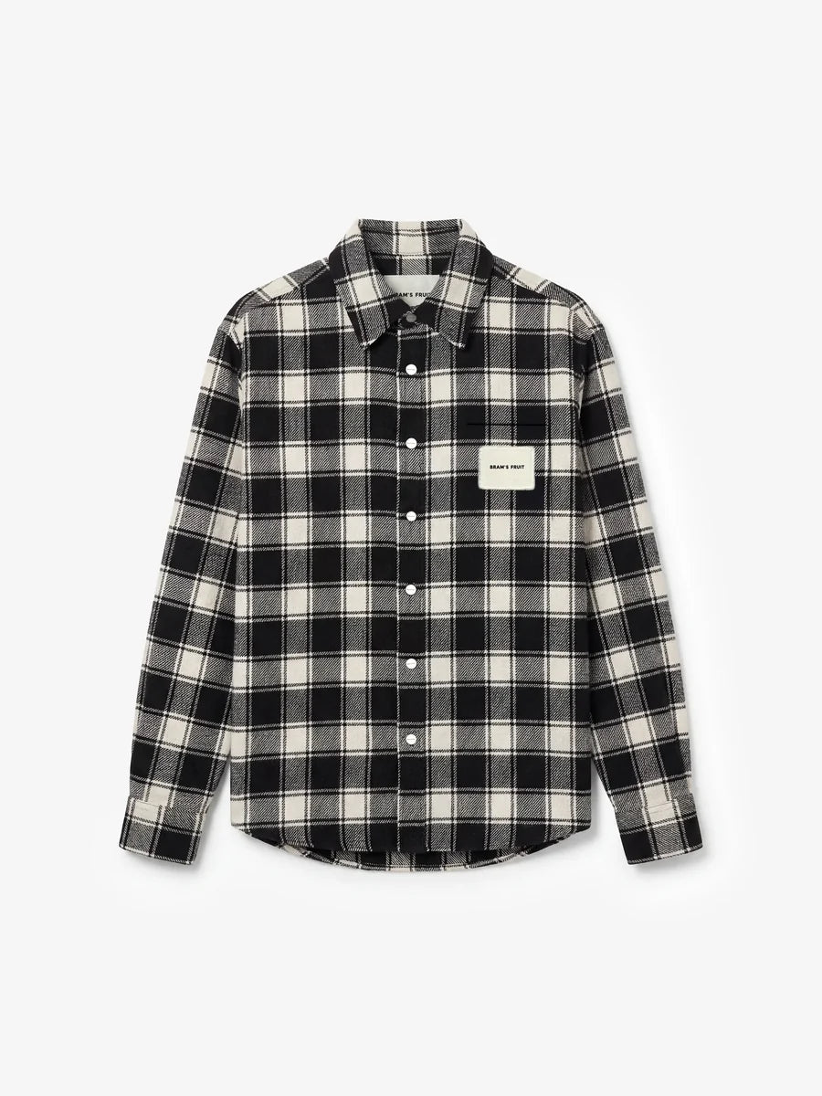 Flanel Overshirt Bram's Fruit black, surchemise en flanelle à carreaux, vue de face — photo 1