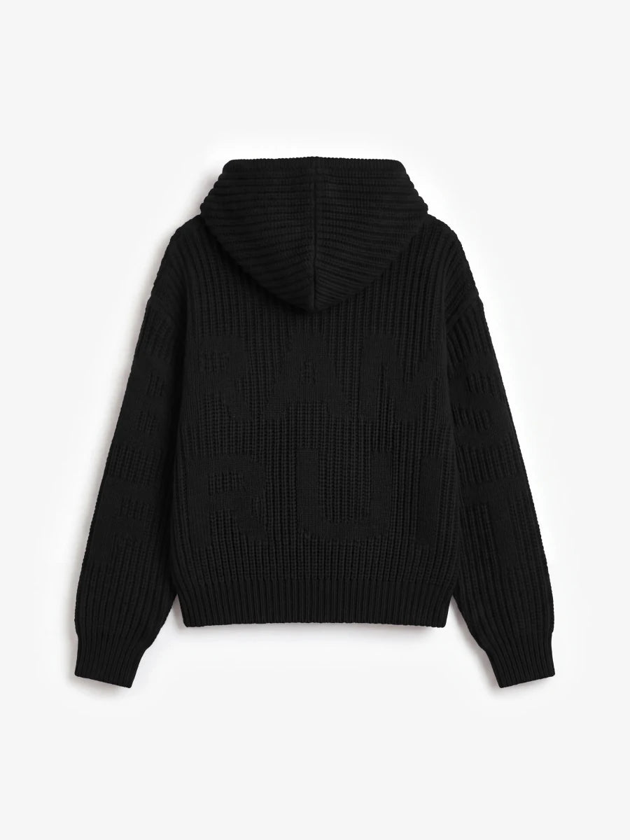 HOODED FISHERMAN KNIT - Black BRAM'S FRUIT - vue de dos