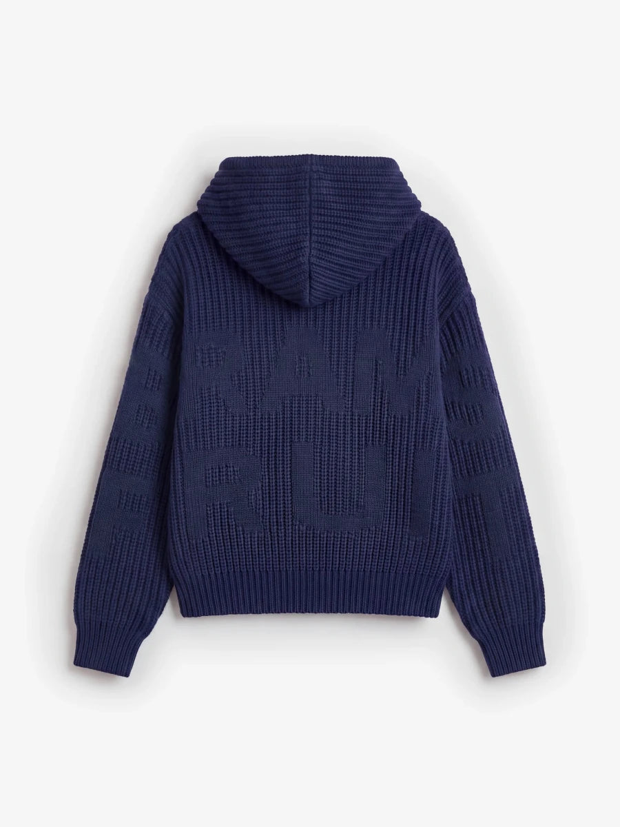HOODED FISHERMAN KNIT - Midnight Blue BRAM'S FRUIT - vue de dos