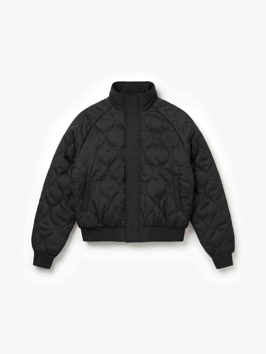 REVERSIBLE BOMBER JACKET - Black BRAM'S FRUIT - vue de face côté matelassé