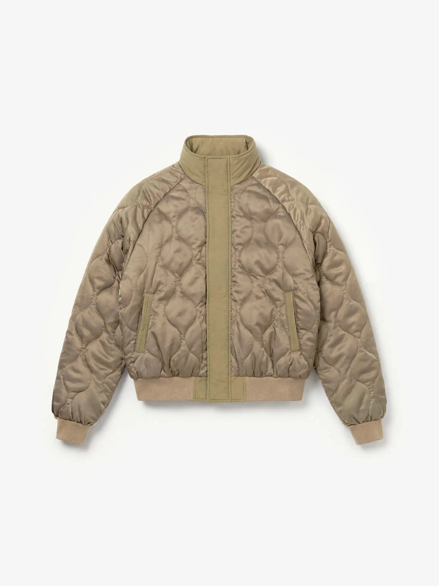 REVERSIBLE BOMBER JACKET - Olive Green BRAM'S FRUIT - vue de face côté matelassé