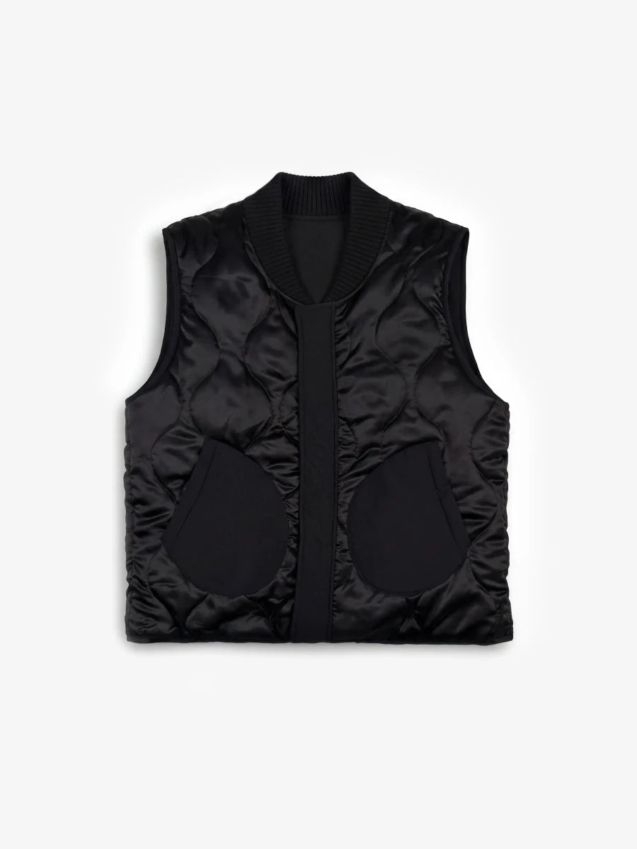 REVERSIBLE PADDED VEST - Black BRAM'S FRUIT - vue de face côté matelassé