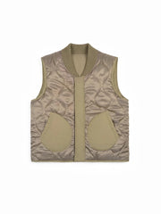 REVERSIBLE PADDED VEST - Olive Green BRAM'S FRUIT - vue de face côté matelassé
