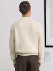 Museum Garments Deck Sweater écru en laine d'agneau mérinos - porté, vue 6