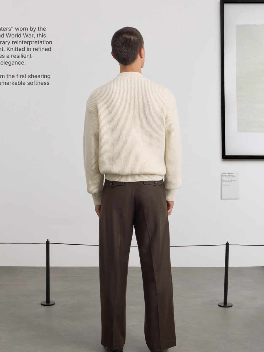 Museum Garments Deck Sweater écru en laine d'agneau mérinos - porté, vue 5